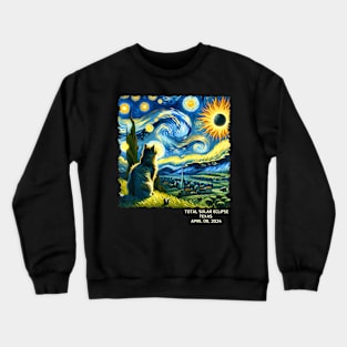 Total Solar Eclipse April 08 2024 Texas Starry Night Cat Crewneck Sweatshirt